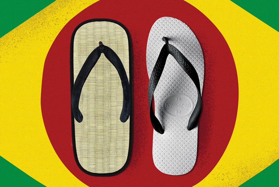 Image of a Haviana Flip Flop and a classic Japanese Zori sandal that inspired it. 